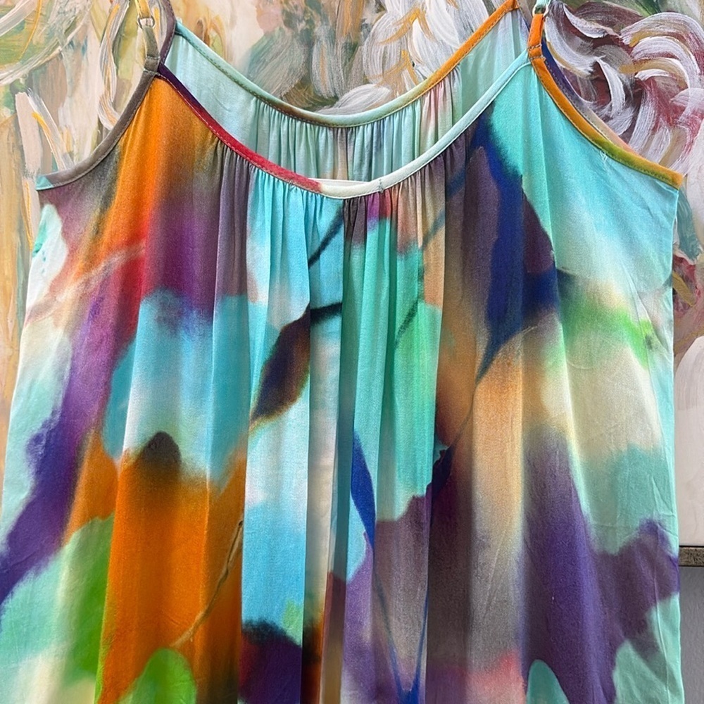 Lavender Brown Maia Dress - Watercolor Print Maxi - Size XS - Picture 13 of 14